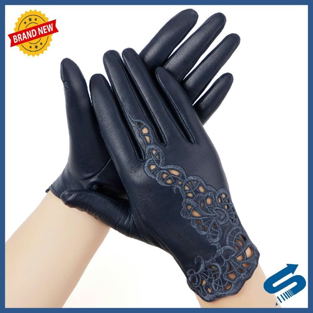 Genuine Leather Driving Gloves Touchscreen Unlined Sheepskin Women's